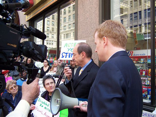 larger photo of video camera from WWOR television taping the press conference