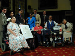 Photo of Frieda Zames and Michael Imperiale with others to read ADA proclamation