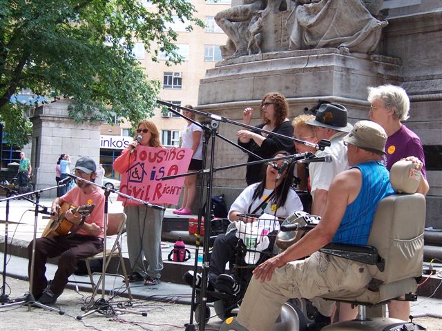 The DIA Singers performing for the crowd at the Americans with Disabilities Act anniversary celebration.