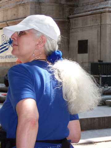 Woman with a long ponytail