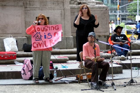 Activists giving speeches